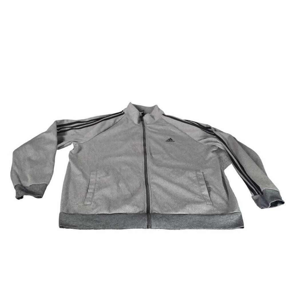 Adidas 3 Stripe Full Zip Tricot Tracktop Men Sz M Gray Black Pullover Athleisure